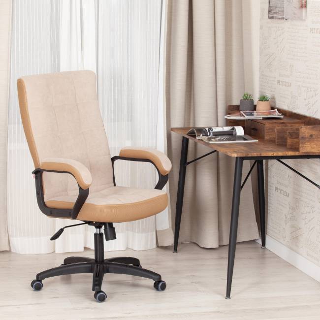 Кресло Тренди/Trendy (22) флок/ткань, бежевый/бронза, 7/TW-21 бежевый/бронза флок/ткань