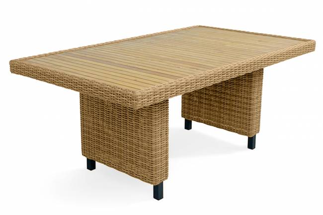 MOKKA БЕЛЛА / BELLA стол прямоугольный с деревянной столешницей, соломенный