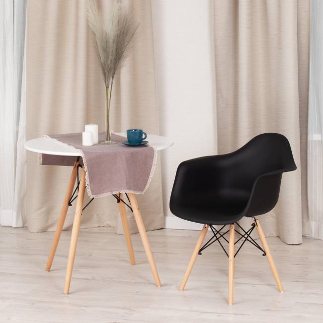 Кресло Синди Имс/Cindy Eames (мод.919) дерево бук/металл/сиденье пластик, 60х62х79см, черный/натуральный (Комплект из 4 шт.) черный/black with natural legs дерево бук/металл/сиденье пластик