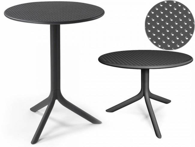 Стол пластиковый обеденный Step + Step Mini антрацит Ø605х400-765 мм Стол пластиковый обеденный Step + Step Mini антрацит Ø605х400-765 мм