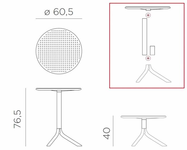Стол пластиковый обеденный Step + Step Mini антрацит Ø605х400-765 мм Стол пластиковый обеденный Step + Step Mini антрацит Ø605х400-765 мм