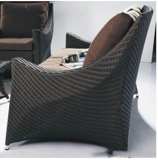 Диван 2-х местный "Авила" из искусственного ротанга, черный, коричневый