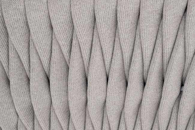 "Монако" кресло плетеное из роупа, каркас алюминий светло-серый (RAL7035) муар, роуп светло-серый 40 мм, ткань светло-серая