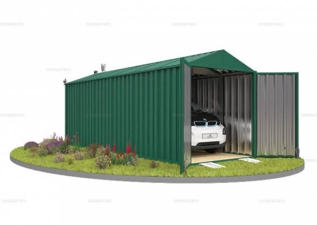 Хозблок SKOGGY секционный с двускатной крышей 6 х 2 м, зелёный мох