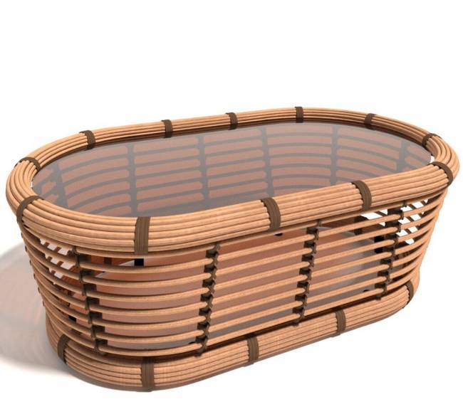 Столик журнальный "Бамбук", из искусственного ротанга, песочный