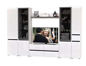 Гостиная Сидней № 58 цвет белый/чёрный/МДФ белый глянец