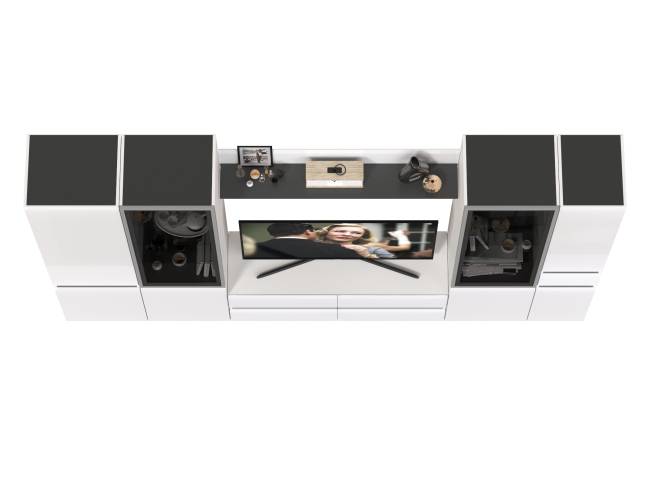 Гостиная Сидней № 58 цвет белый/чёрный/МДФ белый глянец