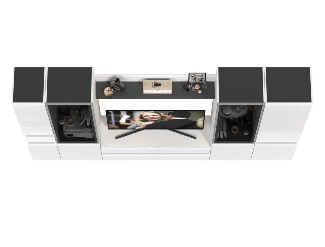 Гостиная Сидней № 58 цвет белый/чёрный/МДФ белый глянец