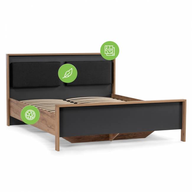 Кровать Тхан 180х200 дуб крафт золотой / антрацит