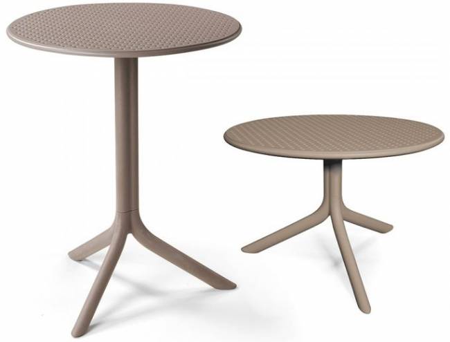 Стол пластиковый обеденный Step + Step Mini тортора Ø605х400-765 мм