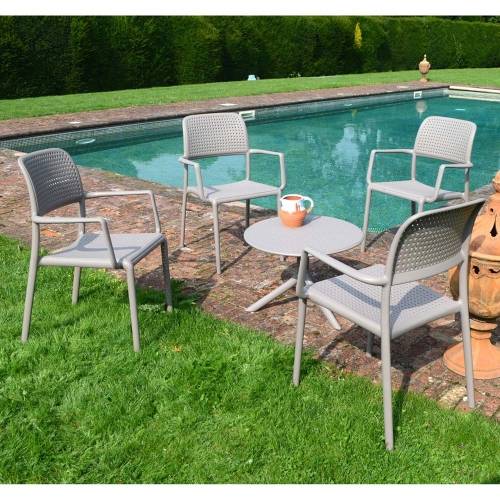 Стол пластиковый обеденный Step + Step Mini тортора Ø605х400-765 мм