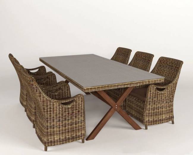 Комплект обеденный "Сенатор", из искуственного ротанга, 1+6, серый, темно-светло-коричневый