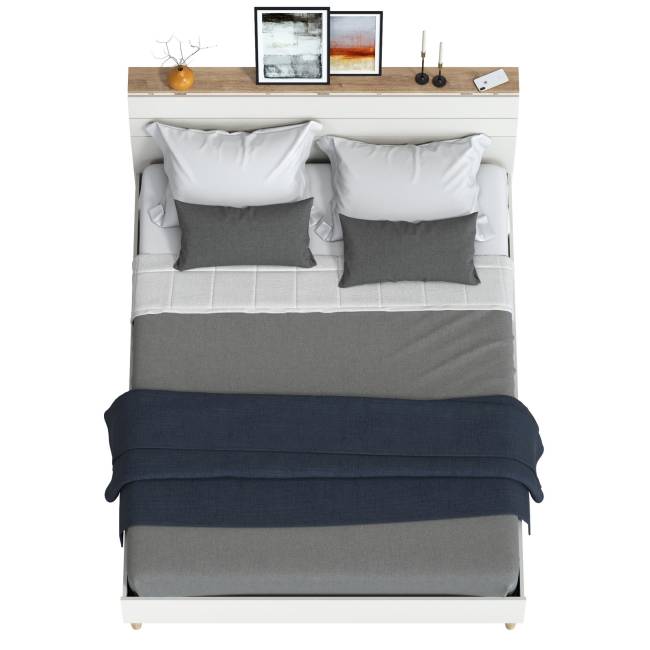 Двуспальная кровать Муссон с ортопедическим основанием цвет белый/дуб эндгрейн элегантный Двуспальная кровать Муссон с ортопедическим основанием цвет белый/дуб эндгрейн элегантный