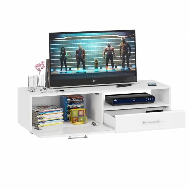 Тумба под ТВ Ларго 1,4 цвет белый/белый глянец