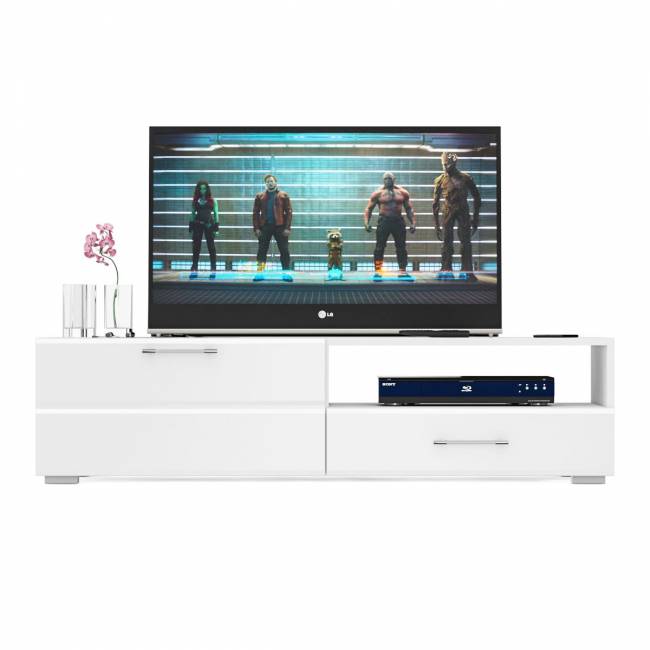 Тумба под ТВ Ларго 1,4 цвет белый/белый глянец