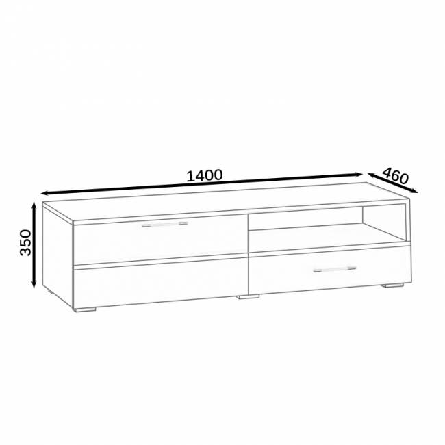 Тумба под ТВ Ларго 1,4 цвет белый/белый глянец