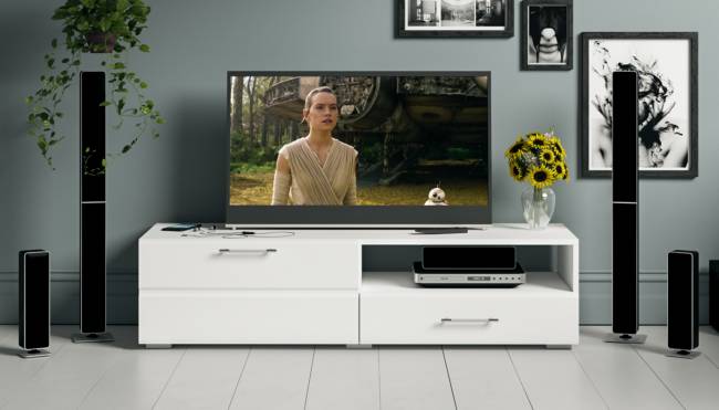 Тумба под ТВ Ларго 1,4 цвет белый/белый глянец