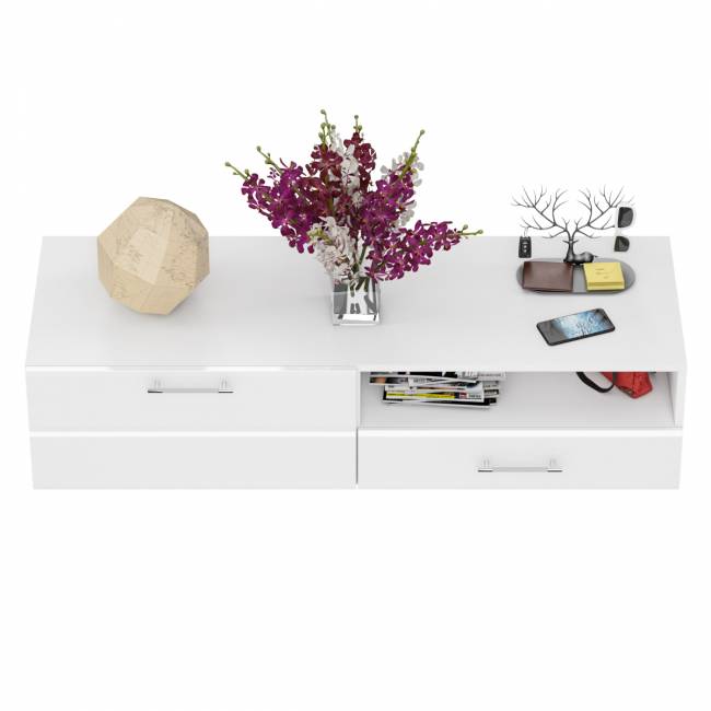 Тумба под ТВ Ларго 1,4 цвет белый/белый глянец