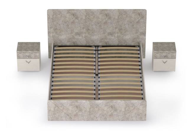 Кровать 1600 с подъёмным ортопедическим основанием и двумя тумбочками Амели 11.31 цвет шёлковый камень/бетон чикаго беж