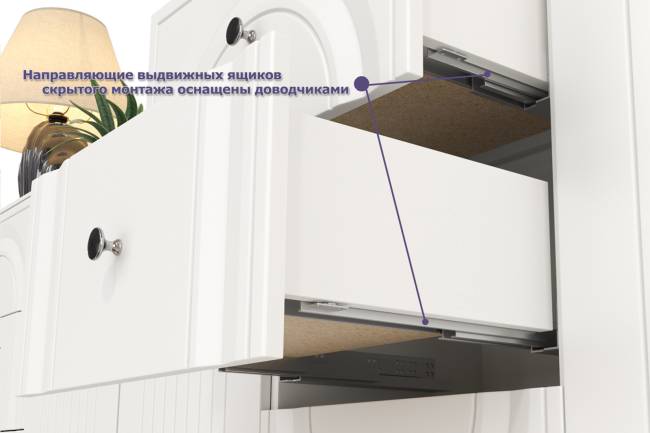 Два широких комода Валенсия и четыре навесных полки цвет белый шагрень