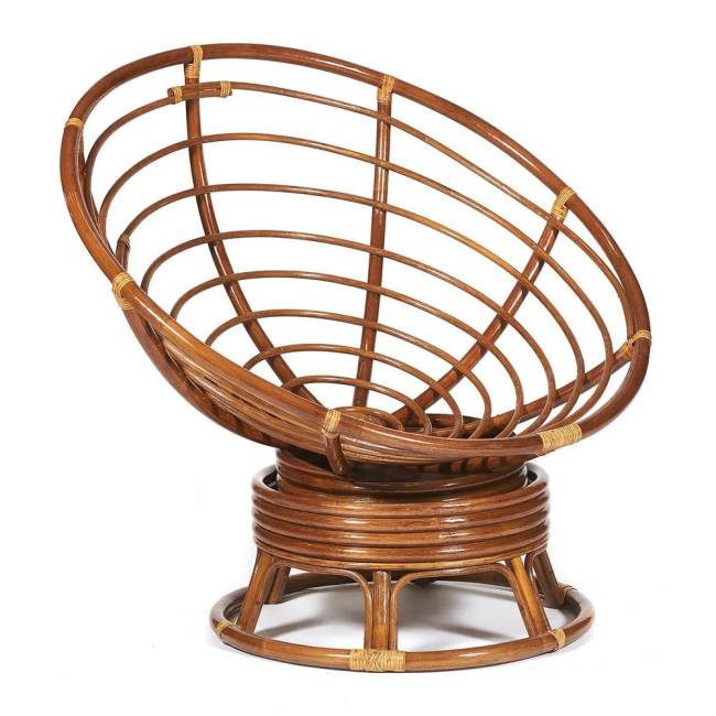 Кресло-качалка Папасан/Papasan (W 23/01 B) /с подушкой/ 115х78х104см, пекан орех, ткань оранжевый, с 23 Pecan (орех)