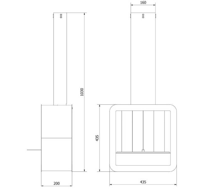 Биокамин подвесной Kratki Tetra TUV