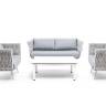 "Монако" лаунж-зона 4-местная из роупа со столом "Верона" (серый гранит), каркас светло-серый, роуп светло-серый