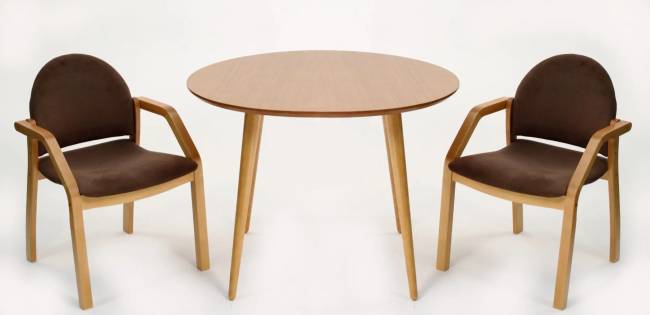 Стол Монте К 90 натур со стульями Джуно натур велюр коричневый