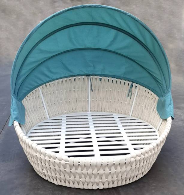 Лаунж-диван плетеный Samui бежевый, белый, бирюзовый 1700х1800х800 мм Лаунж-диван плетеный Samui бежевый, белый, бирюзовый 1700х1800х800 мм