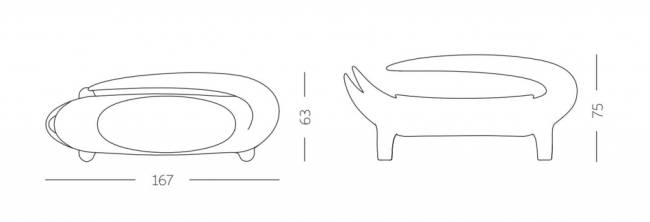 Диван из биопластика Big Kroko Special песок Сахары 1670х630х750 мм