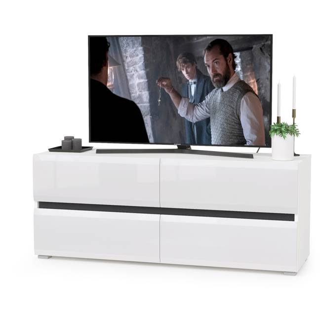 Стенка в гостиную Сидней № 21 цвет белый/чёрный/фасады МДФ белый глянец