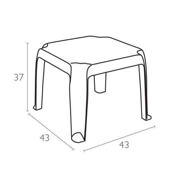 Столик для шезлонга пластиковый Zambak белый 430х430х370 мм