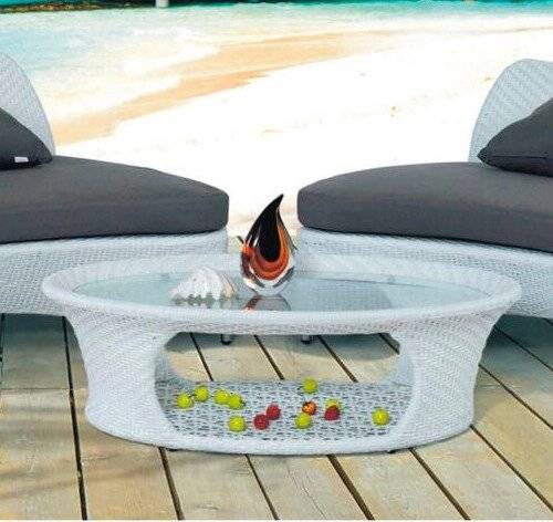 Столик кофейный "Адмонд", из искусственного ротанга, белый Столик кофейный "Адмонд", из искусственного ротанга, белый