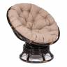 Кресло-качалка Папасан/Papasan (W 23/01 B) /с подушкой/ 115х78х104см, античный черно-коричневый, экошерсть коричневый, 1811-5 Antique brown (античный черно-коричневый)