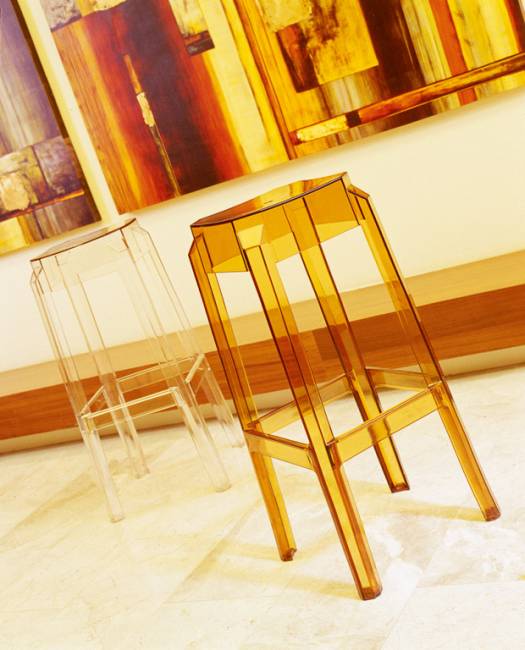 Табурет прозрачный барный Fox 75 янтарный 360х360х750 мм