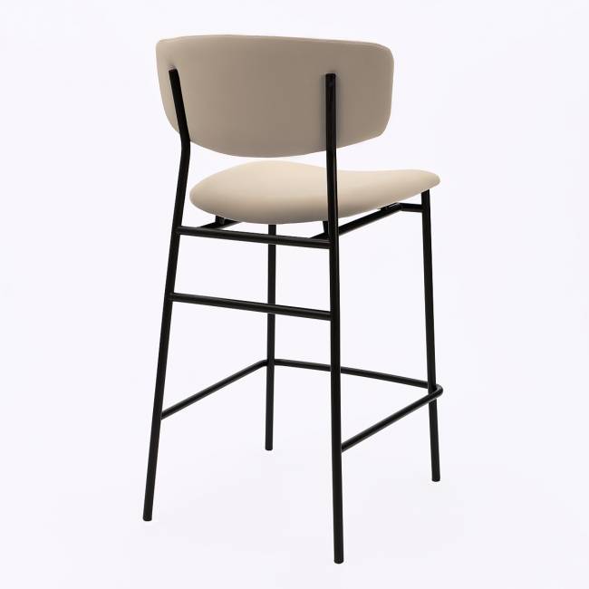 Дизайнерский полубарный стул Марко латте, черный металл