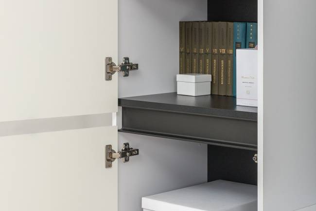 Сидней комплектация № 24 цвет белый/чёрный/фасады МДФ белый глянец