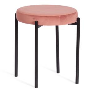 Табурет Рево/Revo (мод. 7034) ткань/металл, 44х44х47см, коралловый бархат 15/черный коралловый barkhat 15 /черный ткань/металл
