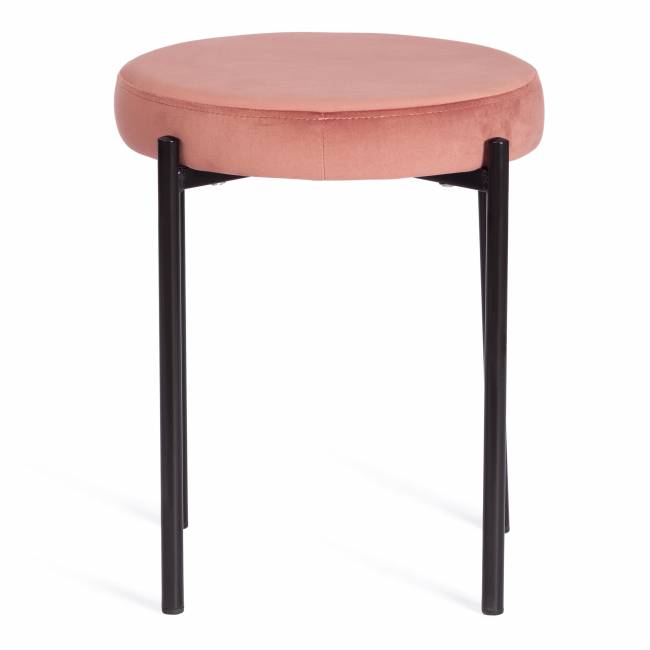 Табурет Рево/Revo (мод. 7034) ткань/металл, 44х44х47см, коралловый бархат 15/черный коралловый barkhat 15 /черный ткань/металл