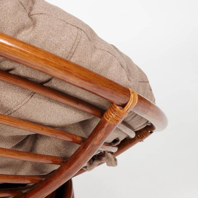 Кресло-качалка Папасан/Papasan (W 23/01 B) /с подушкой/ 115х78х104см, пекан орех, экошерсть коричневый, 1811-5 Pecan (орех)