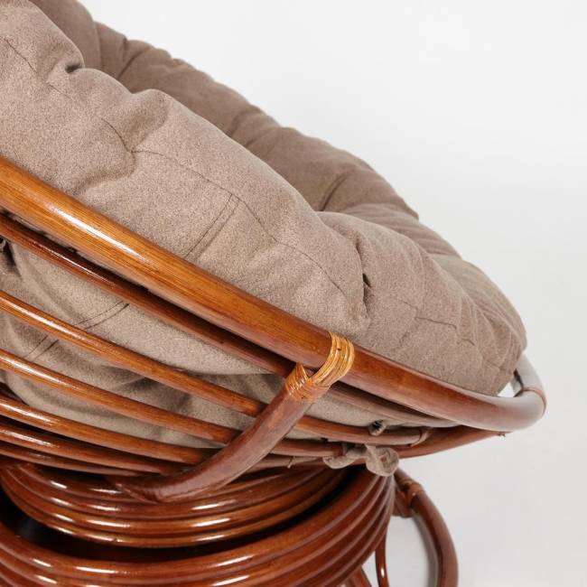 Кресло-качалка Папасан/Papasan (W 23/01 B) /с подушкой/ 115х78х104см, пекан орех, экошерсть коричневый, 1811-5 Pecan (орех)