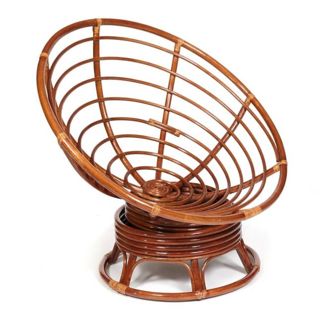 Кресло-качалка Папасан/Papasan (W 23/01 B) /с подушкой/ 115х78х104см, пекан орех, экошерсть коричневый, 1811-5 Pecan (орех)