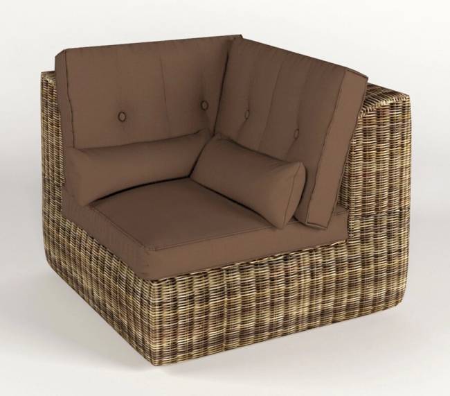 Диван модульный угловой "Сенатор", из искусственный ротанга, темно-светло-коричный