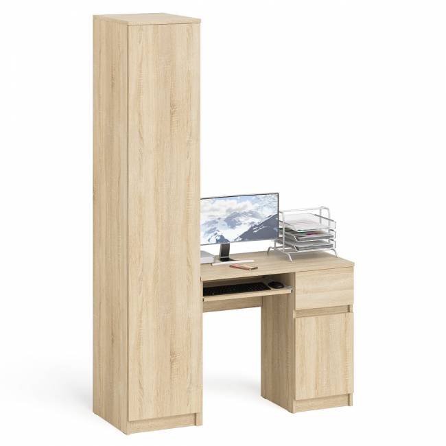 Компьютерный стол МС-1 правый с пеналом на 400 Мори цвет дуб сонома