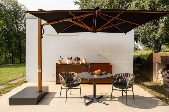 Зонт профессиональный 2.9х2.9 м Astro Timber имитация ироко, черный 2900х2900 мм