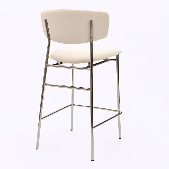 Дизайнерский полубарный стул Марко бежевый, основание хром