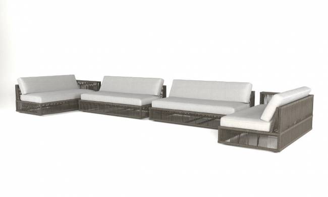 Диван модульный угловой "Канцлер", из искусственного ротанга, коричневый, темно-серый