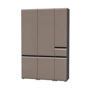 Два шкафа с дверками и шкаф-пенал с ящиком Сидней цвет антрацит/МДФ веллюто капучино