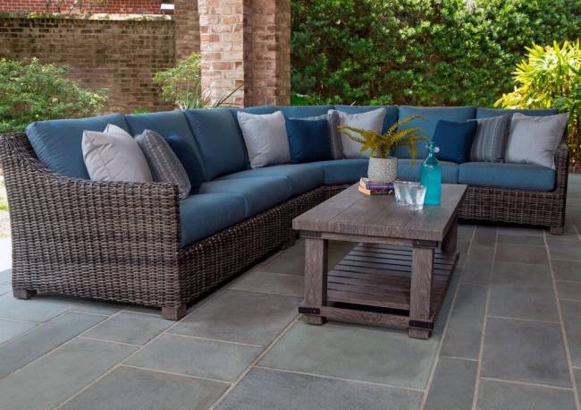 Диван модульный угловой "Авалон", из искусственного ротанга, серый, темно-серый