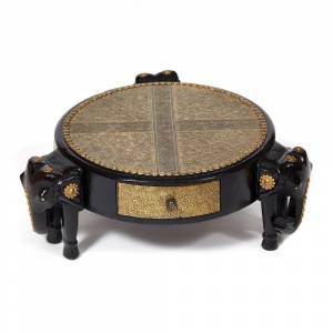 Столик Secret de Maison 3 Слона/3 Slona (мод. ND-005) массив манго/латунная чеканка, Д48х19см, черный/этническая роспись (Комплект из 2 шт.) этническая роспись дерево манго/латунная чеканка